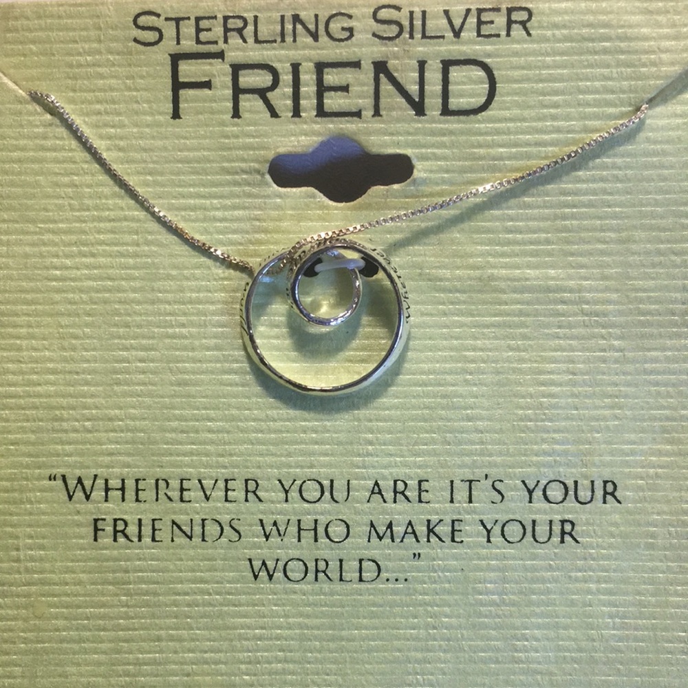 New Sterling Silver “Friend” Pendant Necklace